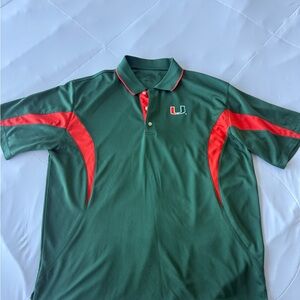 Miami Hurricanes PGA Tour Polo Shirt Men’s XL Green Orange NCAA Golf Athletic